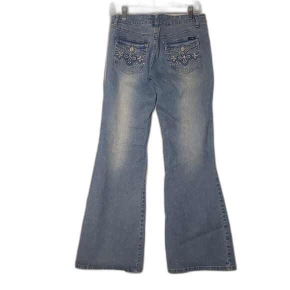 Angels Denim - ANGELS Low Rise Stretch Flare Jeans With Rhinestone Flap Pockets Juniors Size 11